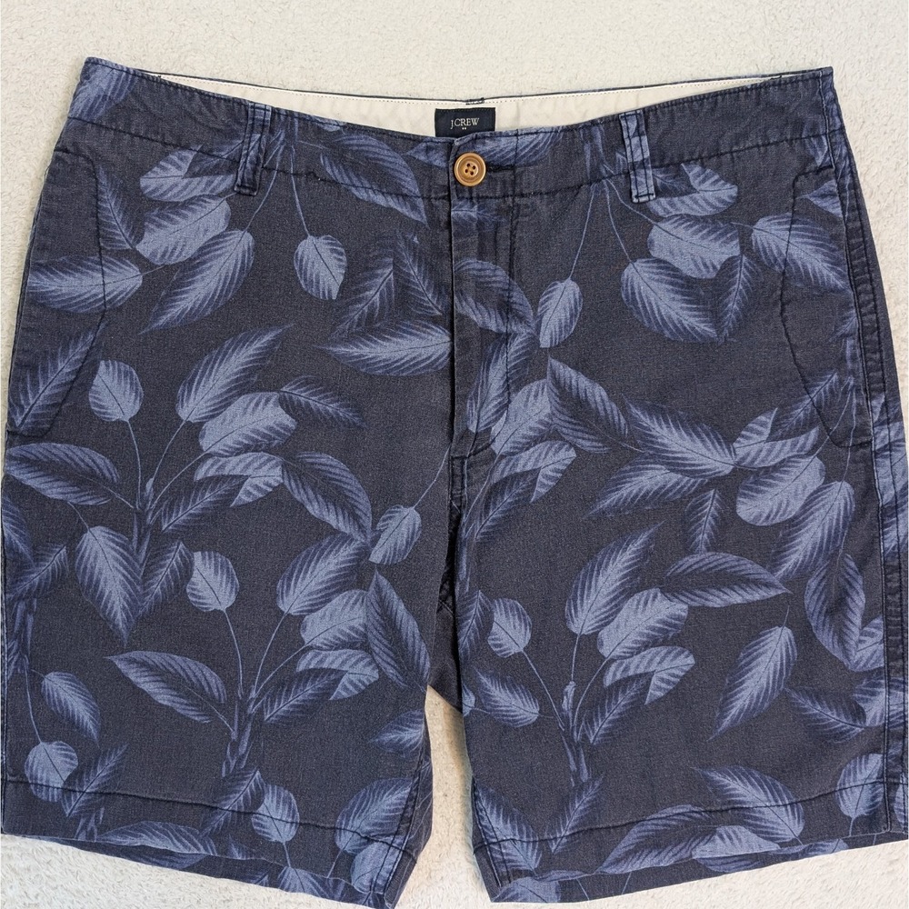 J Crew Shorts Mens 36x8 Blue Chino Outdoors Linen Blend Floral Lightweight